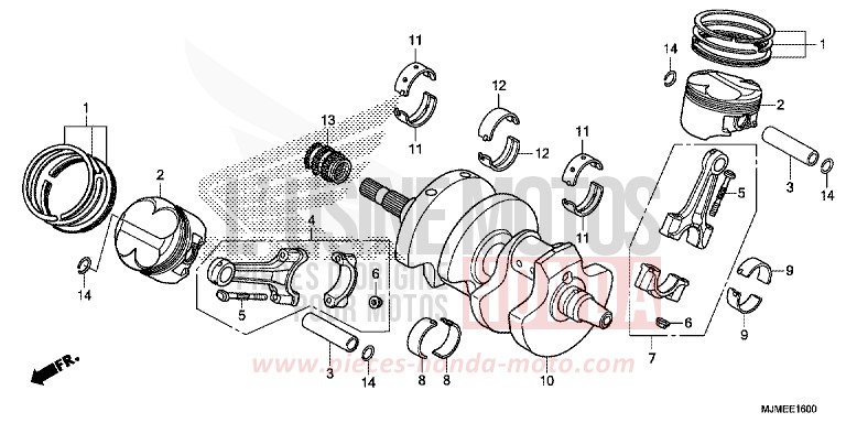 VILEBREQUIN/PISTON de VFR800X "Crossrunner" PEARL GLARE WHITE (NHB53) 2015